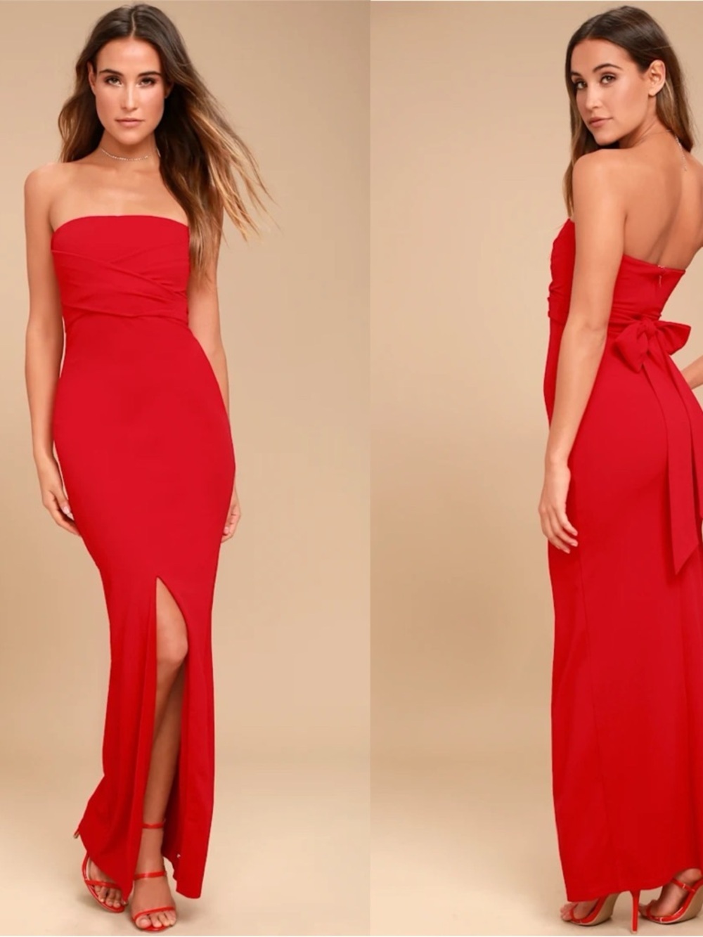 Lulus Own the Night Red Strapless Maxi Dress